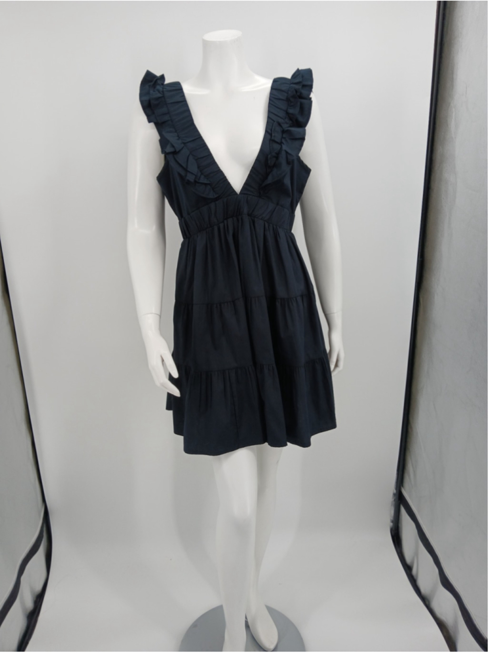 Abercrombie and Fitch Womens Black Dress Size M Cotton Blend Ruffle Sundress New